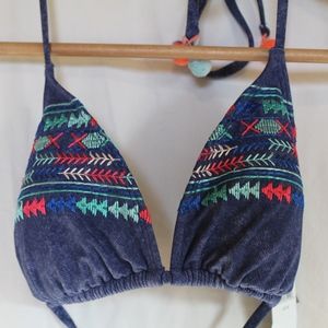 aerie tribal bikini with pom poms